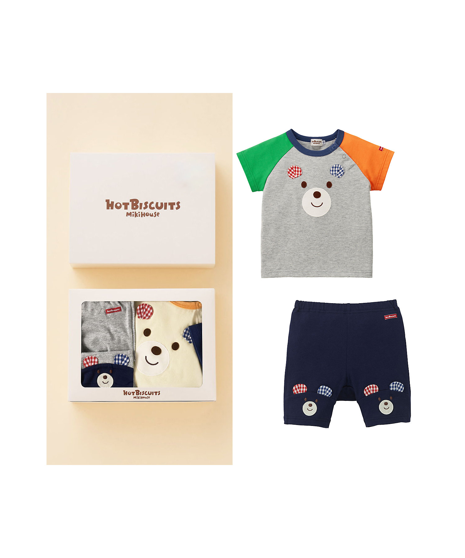 顔ドン！Tシャツ＆ハーフパンツセット | HOT BISCUITS MIKIHOUSE