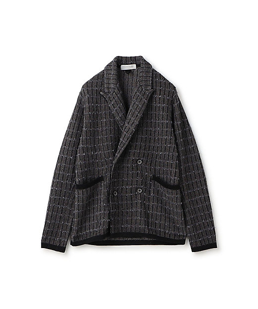 ミックスツイード ダブルブレステッド4Bニットジャケット