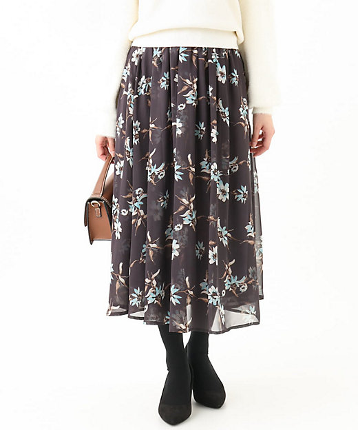 小さいサイズ】花柄シフォンスカート／丈の長さが選べる／洗える | MK