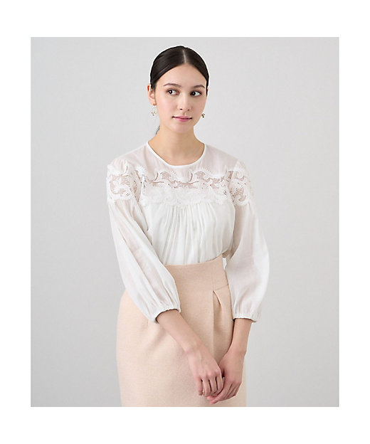 ラミーコットンレースギャザー ブラウス | ANAYI/アナイ | 三越伊勢丹