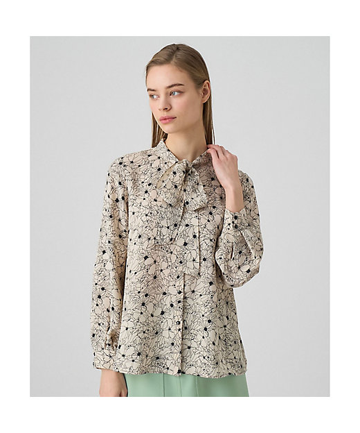 ドローイングフラワープリントタイブラウス | ANAYI/アナイ | 三越