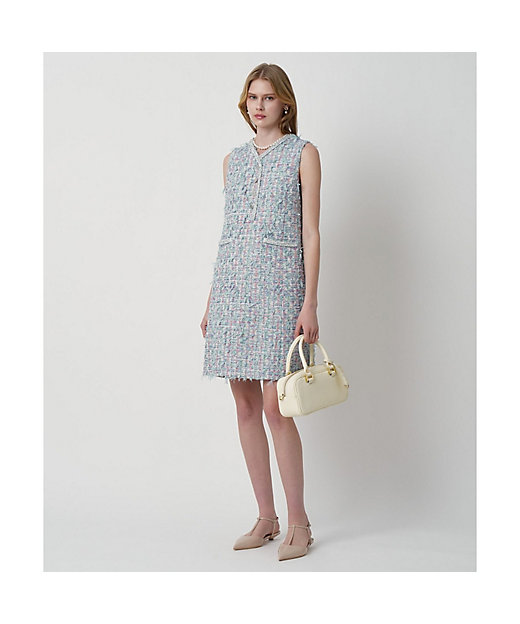 ブルーミックスツイードVネック ワンピース | ANAYI/アナイ | 三越