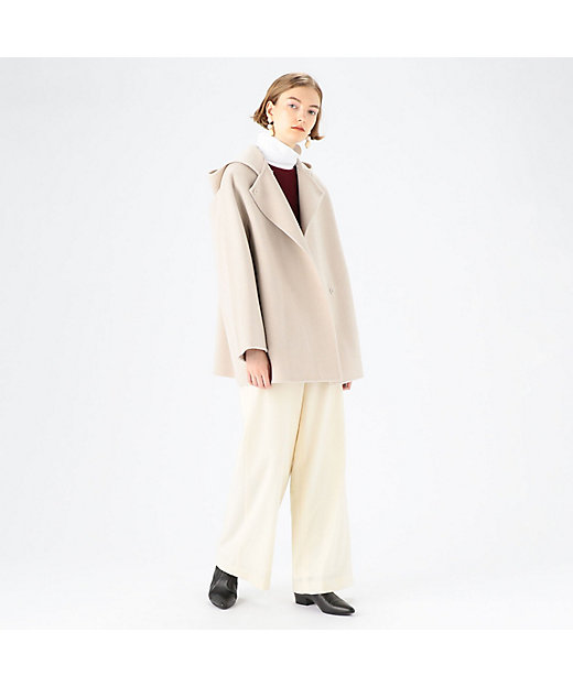 プレミアムウールリバー フーデッドショートコート | maison