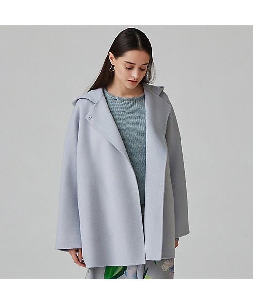 プレミアムウールリバー フーデッドショートコート | maison