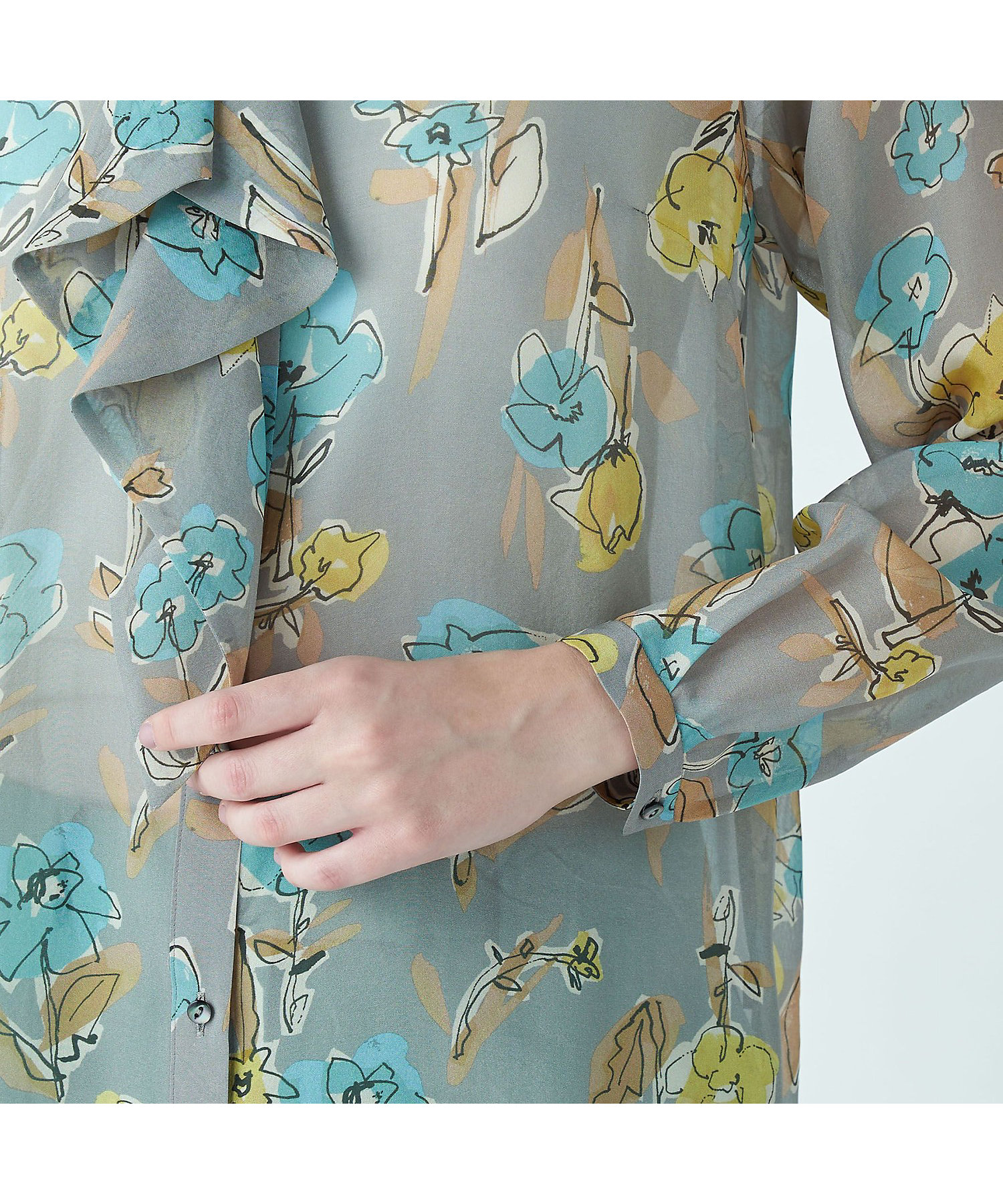 リンズフラワープリント ボウタイブラウス | maison TOMORROWLAND