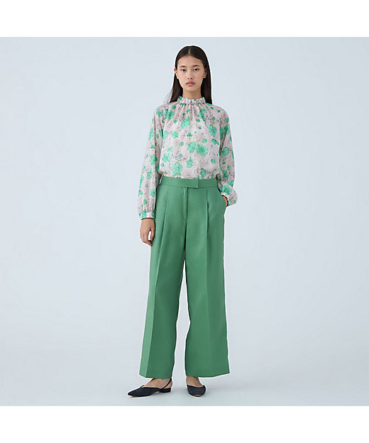 アネモネプリント ギャザースタンドカラーブラウス | maison