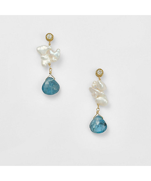 K10アクアマリン／淡水パールピアスチャーム | agete/アガット