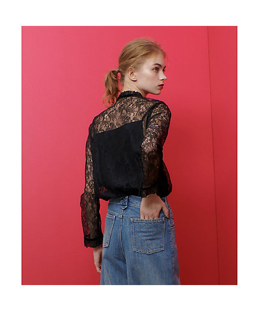 LOULOU WILLOUGHBY】レースベロアリボンブラウス