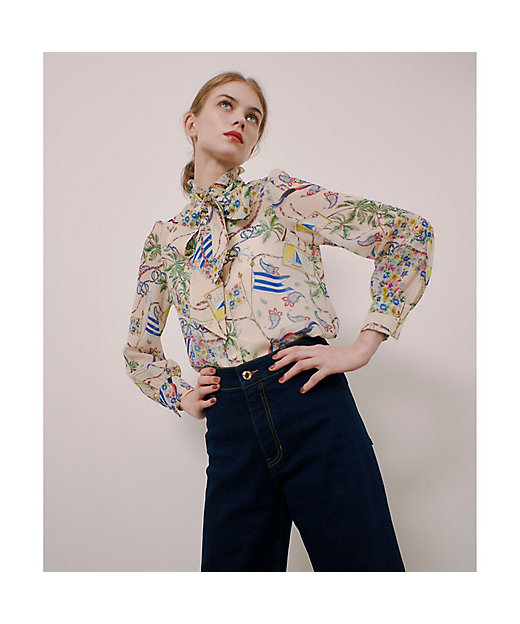 LOULOU WILLOUGHBY】アーカイブフリルリボンブラウス