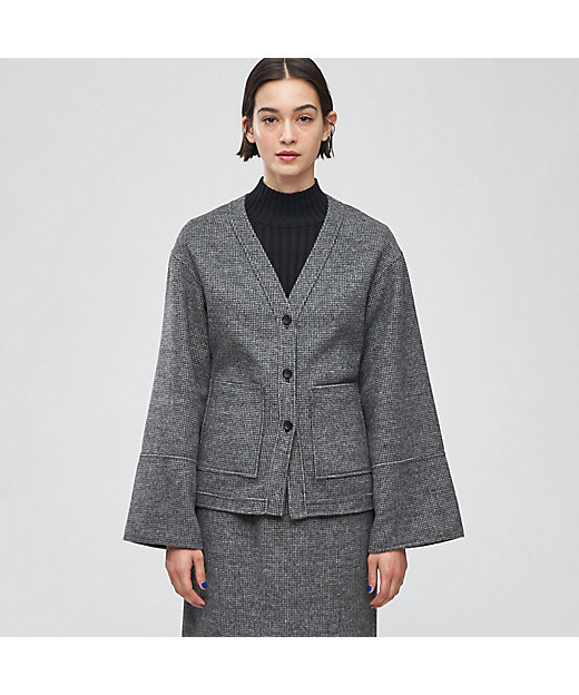 ライトダブルフェイスシャギー ノーカラージャケット | maison