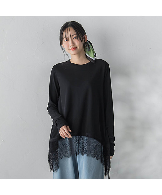 裾レーストップス≪手洗い可能≫ | Droite lautreamont (Women