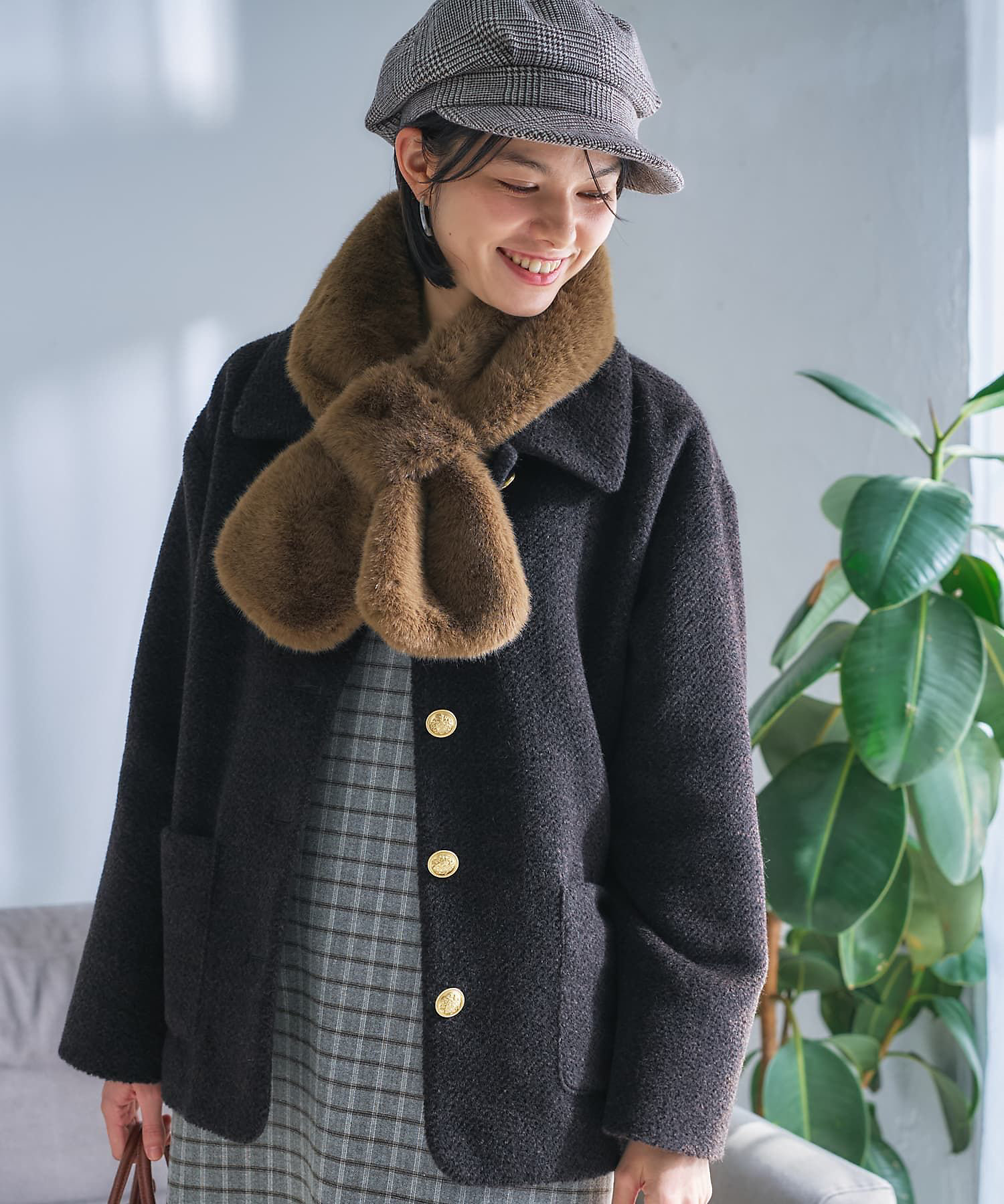 知的に暖かく】ステンカラーショートコート | CARA O CRUZ (Women