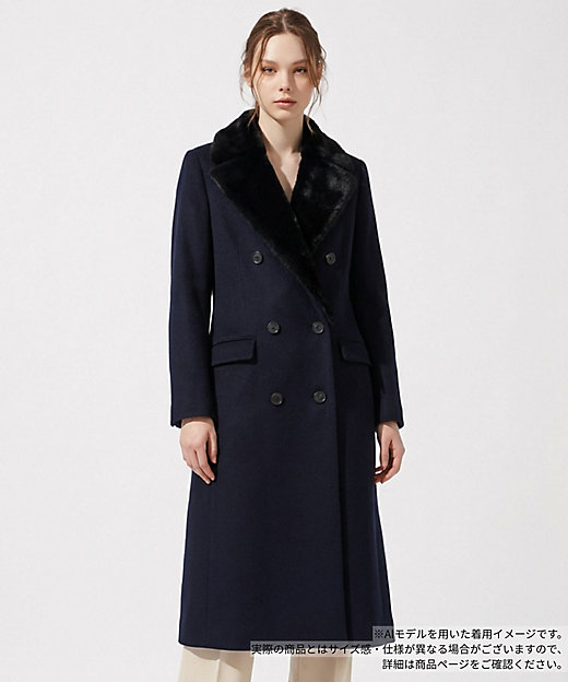 フェイクファー切替ダブルブレストコート | BOURGE (Women)/ブールジュ