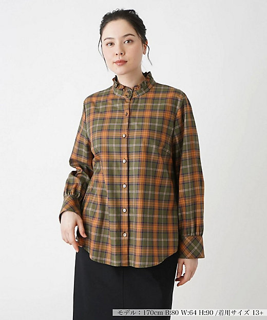 チェックブラウス | Leilian plus house (Women/大きいサイズ