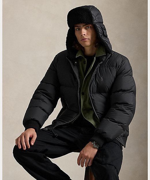 テクスチャード リップストップ ダウン ジャケット