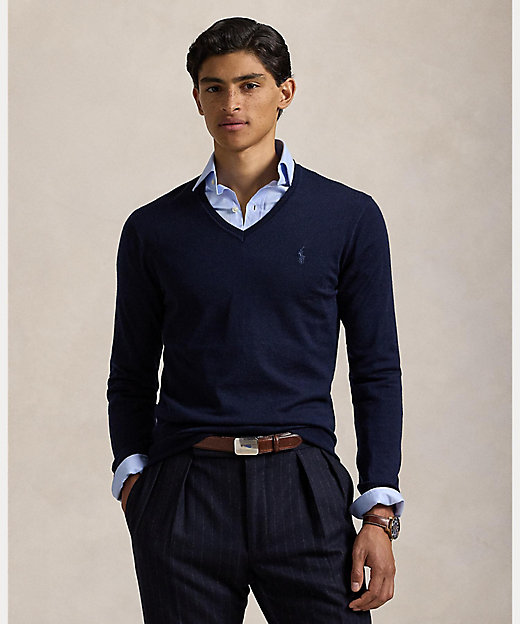 スリム フィット ウォッシャブル ウール Vネック セーター