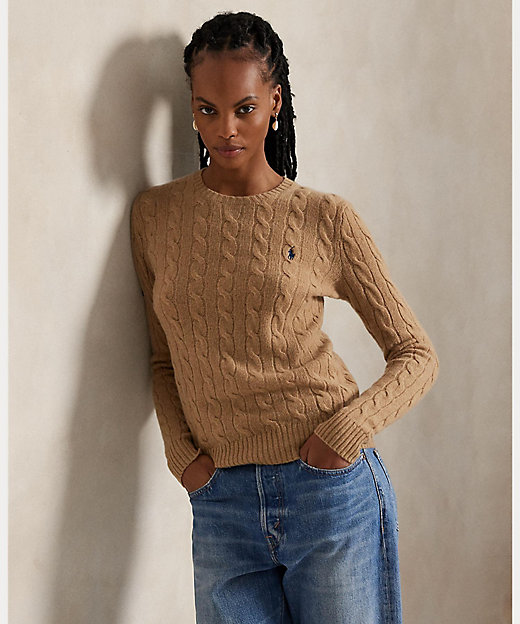 ケーブル ウールカシミヤ クルーネック セーター