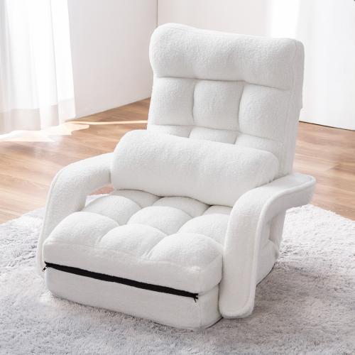 ダブルクッション座椅子 ボア生地タイプ 肘掛け付き 14段階