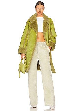 OW Collection New York Faux Fur Jacket in Mellow Green | REVOLVE