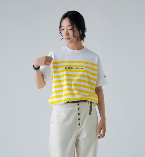 R & D.M.Co- オールドマンズテーラー ボーダー プリント クルーネック