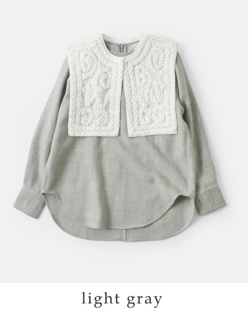 Pheeta フィータ ウール 2way つけ襟付き ノーカラー トップス