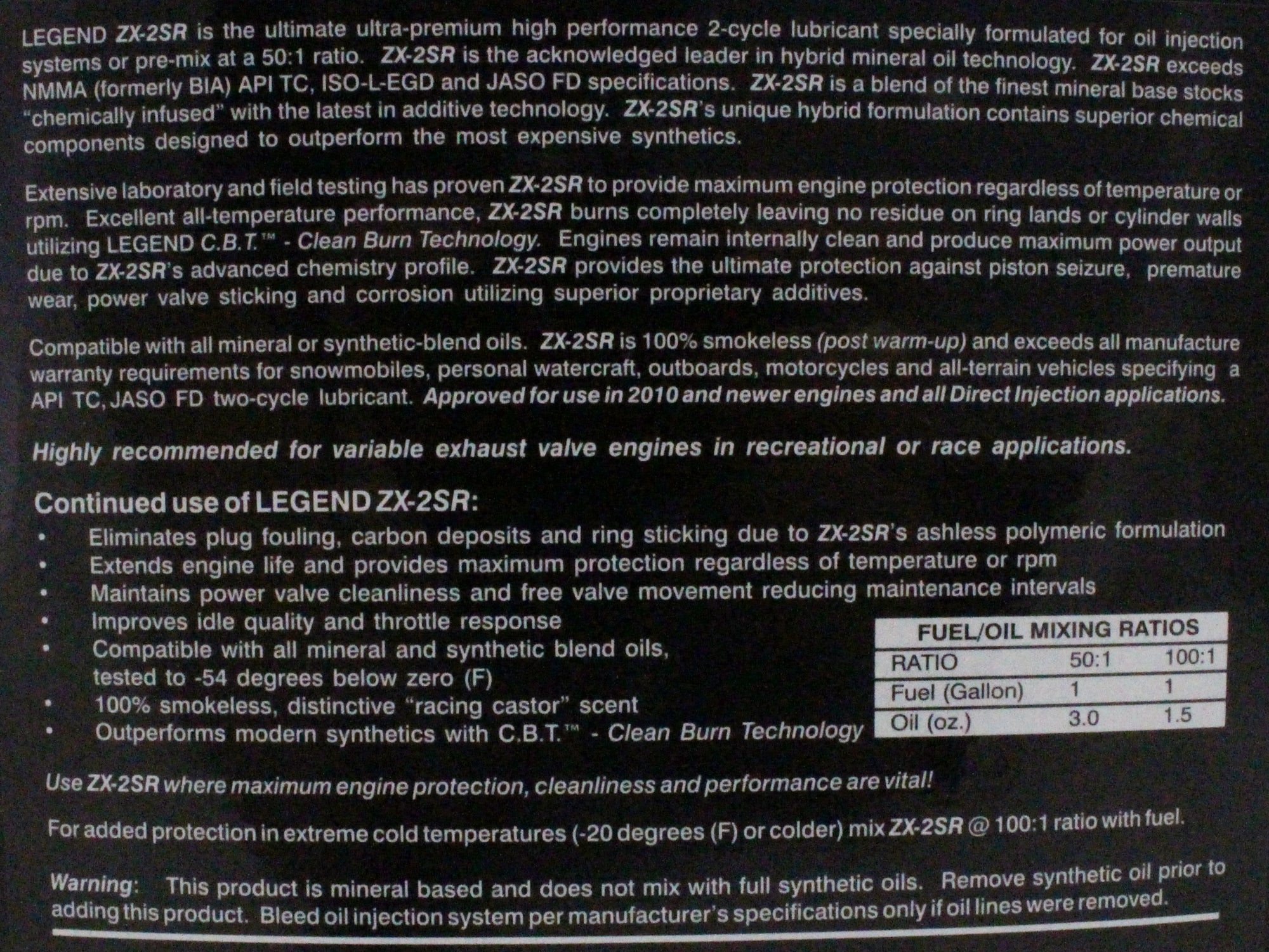 Legend ZX-2SR 2 Stroke Oil Gallon – Summit Motorsports