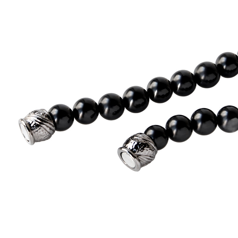 天然8mmジェット ネックレス&イヤリング(ピアス) 2点セット