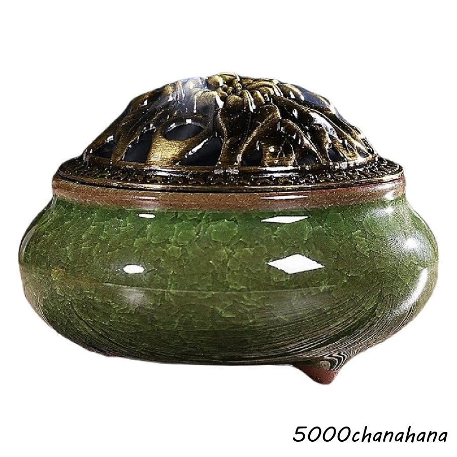 香炉 蓋付き おしゃれ 丸型 陶器 セラミックス インセンスホルダー