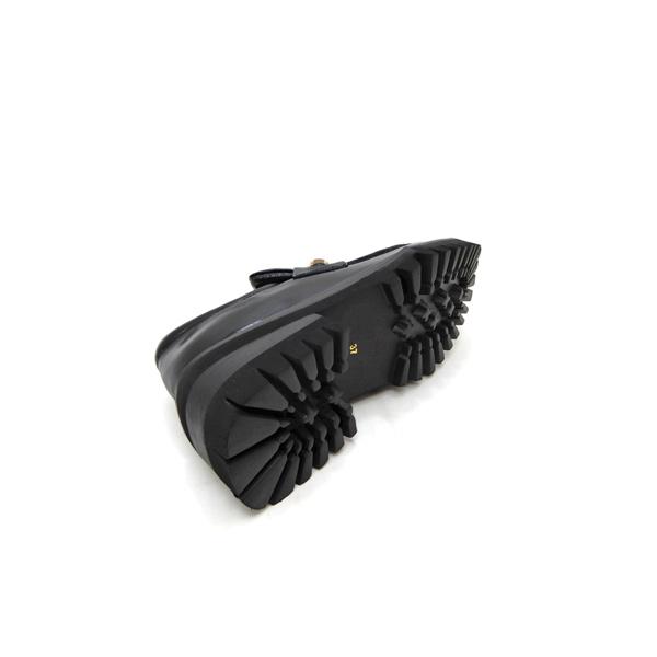 MANA（マナ） ダブルフック ローファー レディース 黒 人気 厚底 革