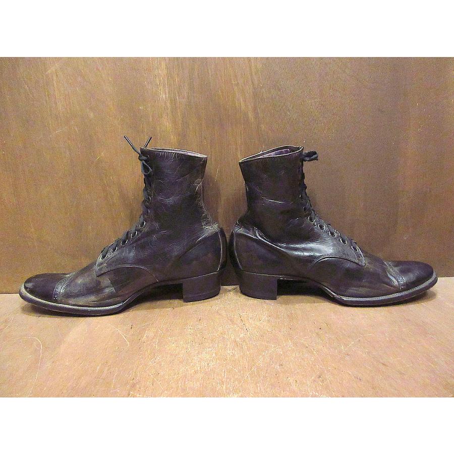 ビンテージ-30's○レディースキャップトゥレースアップブーツ黒size 3