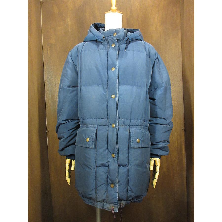 ビンテージ80's○Eddie Bauerレディースフード付きダウンジャケット紺