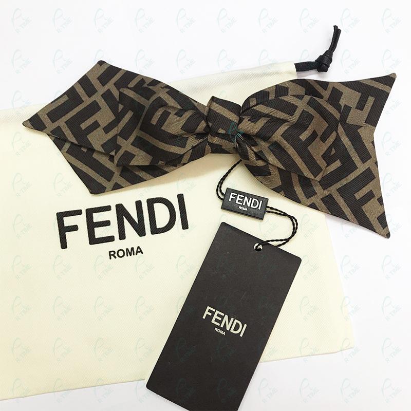 FENDI（フェンディ） ブラウンツイル ヘアクリップ バレッタ リボン