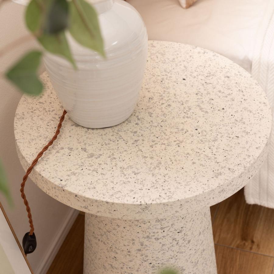 テラゾー柄 ラウンドテーブル/カフェテーブル/ローテーブル テラゾー柄