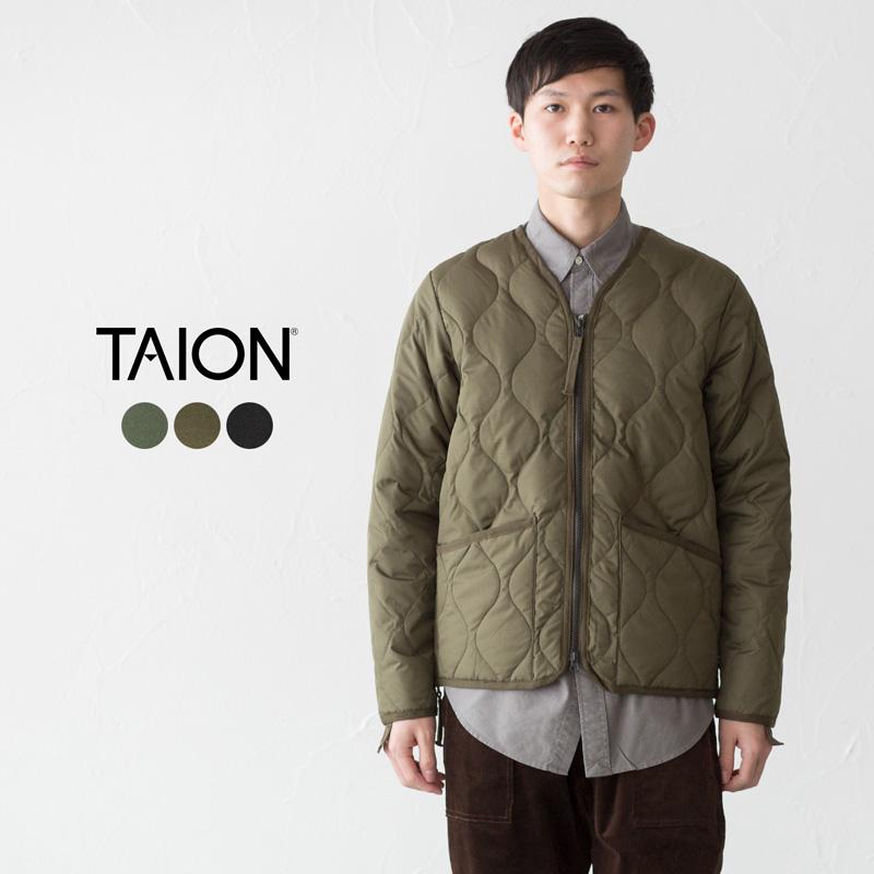 TAION（タイオン） ミリタリー Vネックジップ ダウンジャケット TAION