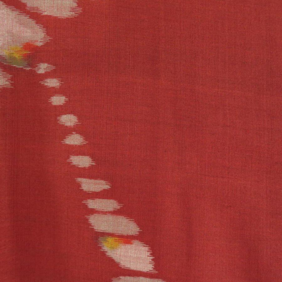 小紋 アンティーク銘仙 銘仙着物 裏地紅絹 袷 朱色x黄色 幾何学柄