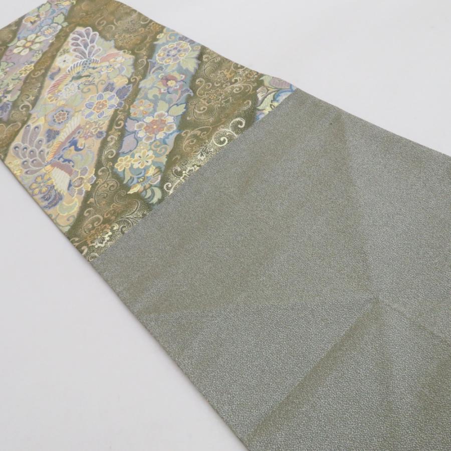 袋帯 麗鳳華飾 花鳳凰文様 薄緑色 金糸 六通柄 正絹 フォーマル 仕立て