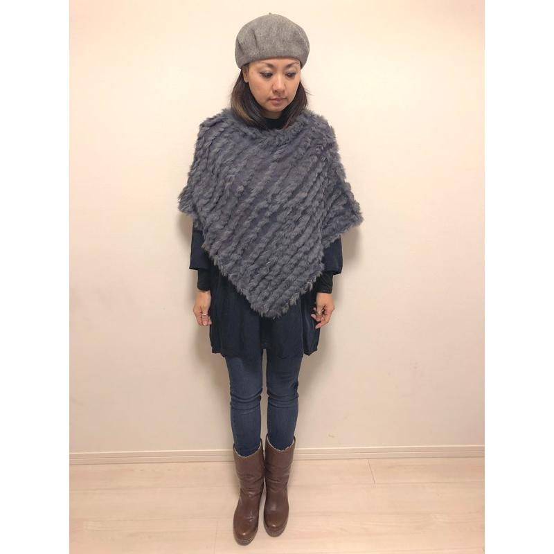 リアルファー ポンチョ グレー ふわふわに包まれて夢心地☆ リアル