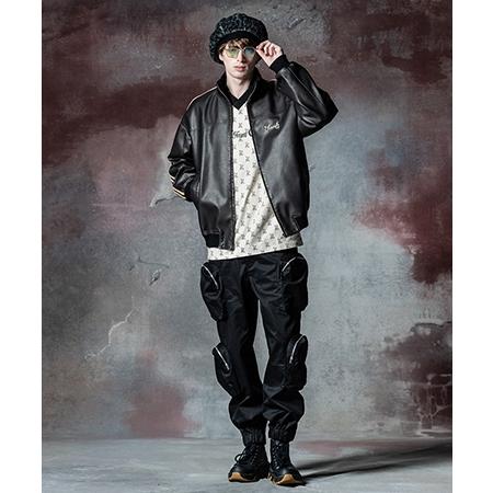 glamb（グラム） 【】Synth Leather Track Jacket シンセレザー