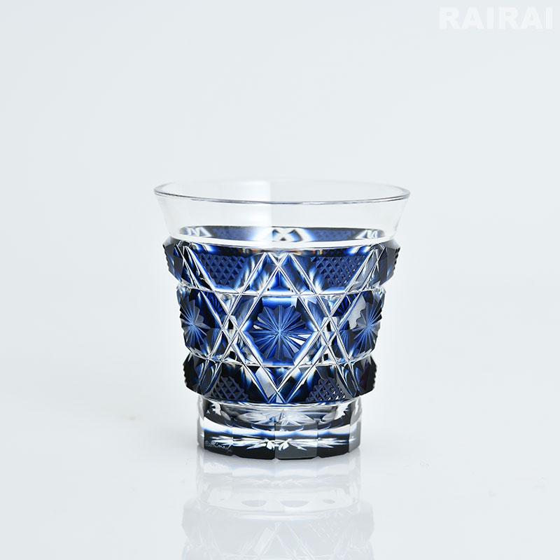 薩摩切子 冷酒グラス cut01 藍 創作 鹿児島 島津薩摩切子 薩摩ガラス
