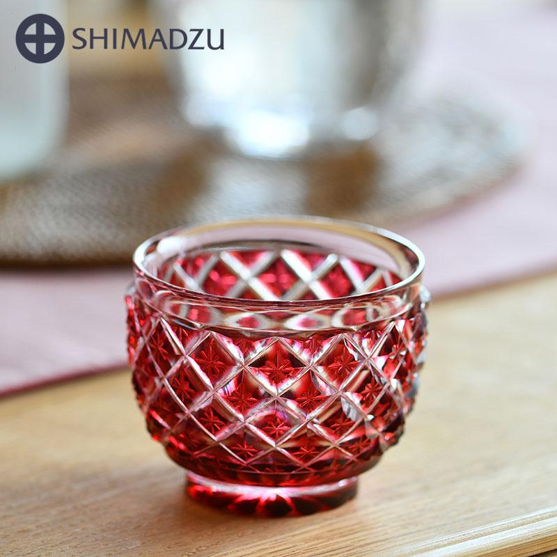 薩摩切子 猪口 大 cut34 金赤 おちょこ お猪口 復元 鹿児島 島津薩摩