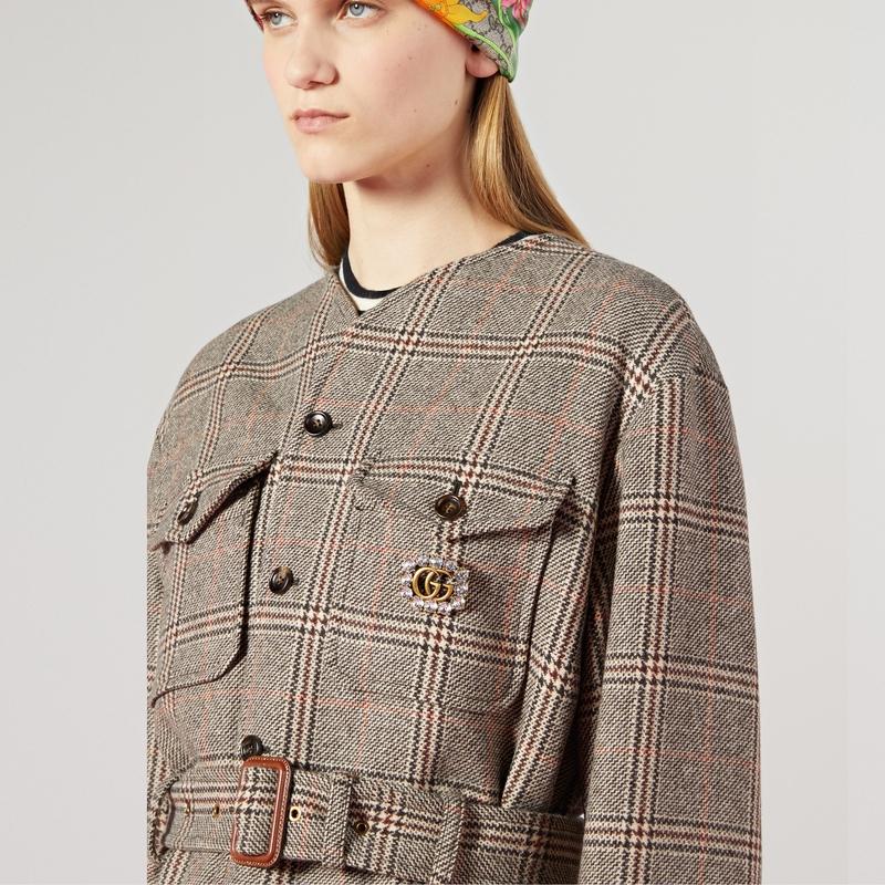 GUCCI（グッチ） レディース クリスタル付き メタル ダブルG ブローチ