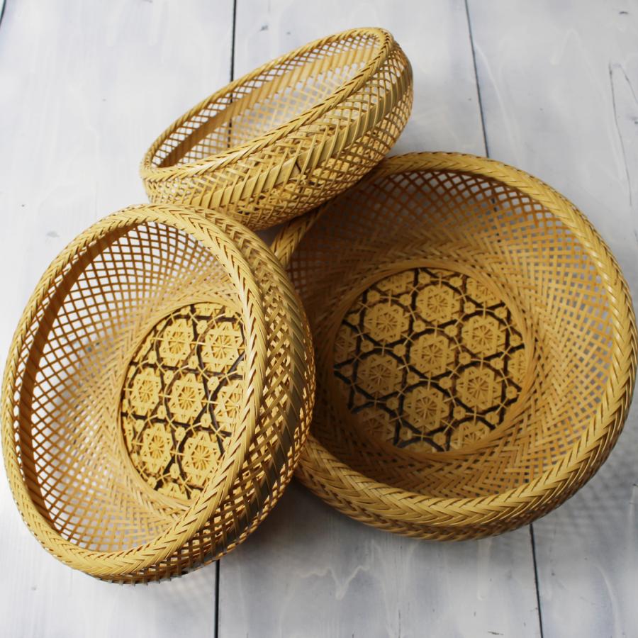 花六つ目盛り篭(白竹鉄鉢かご)/大サイズ/盛り篭 国産日本製 菓子器