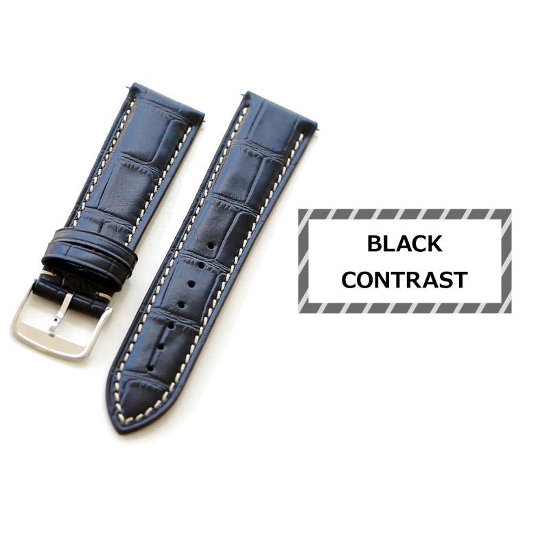 ROLEX 時計レザーベルクロコダイル型押しグリーン系/K18尾錠&バネ棒付