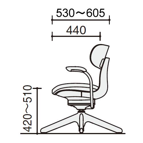 KOKUYO（コクヨ） イングライフ ingLIFE 4本脚 肘付き ブラック脚 布