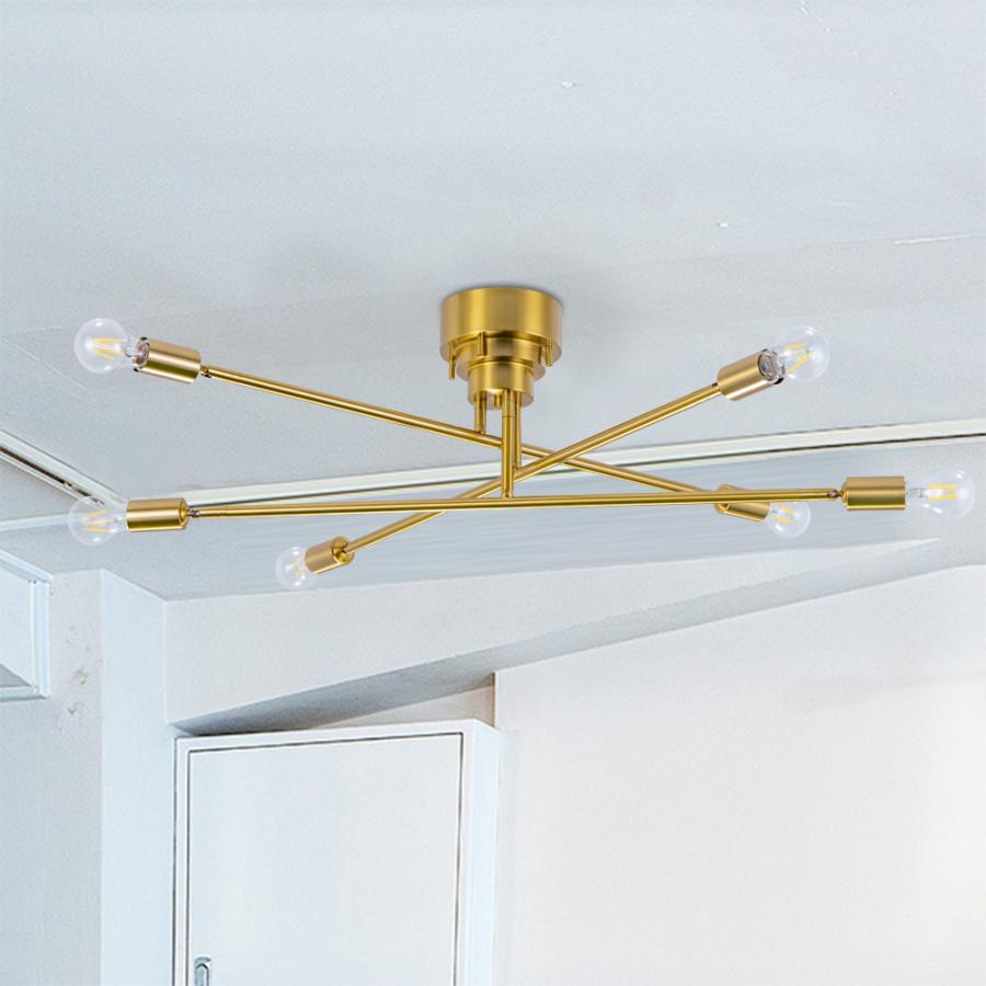 シーリングライト おしゃれ 6灯 真鍮 LED スポットライト 天井照明