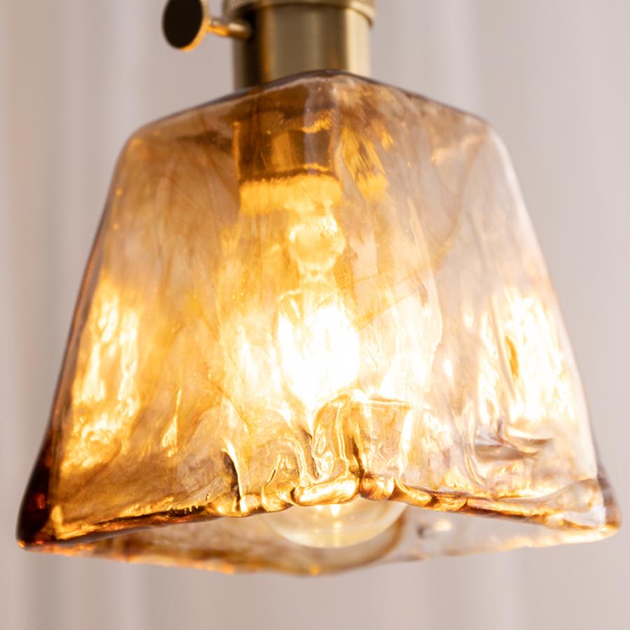 ペンダントライト 琥珀色 ガラス レトロ 天井照明 北欧 アンティーク