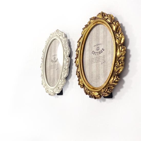 アンティーク フォトフレーム オーバル リーフ ゴールド 壁掛け フォト
