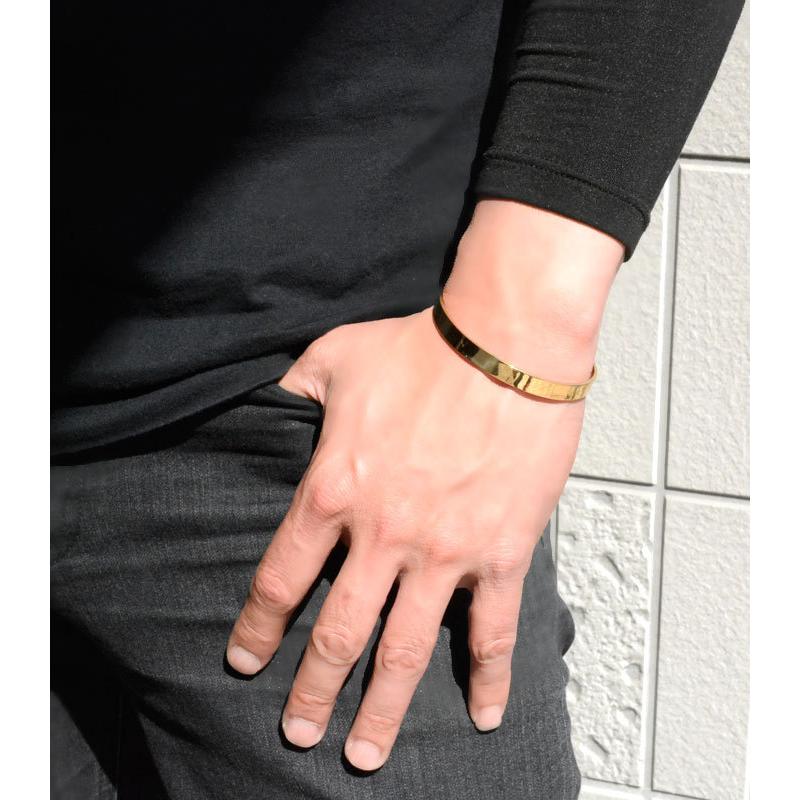 K18 メンズ バングル 18金 ブレスレット イエローゴールド 平打ち 幅広
