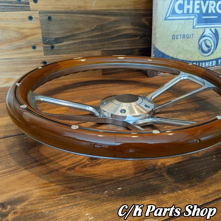 ビレットステアリングホイール 14インチ Φ35cm マッスル マホガニー