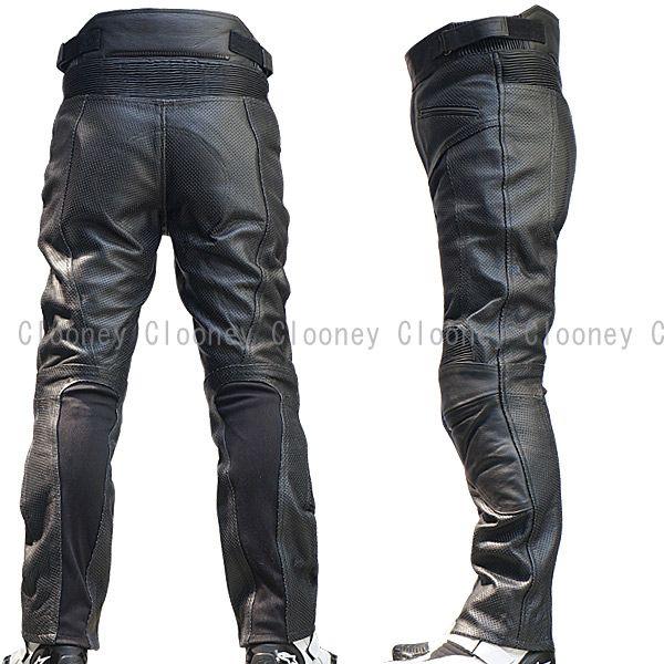 Clooney パンチングレザーパンツ MP08 メンズ 本革 牛革 バイクパンツ